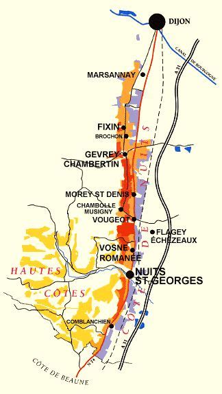 Côte de Nuits wine region map | Frankrijk, Wijn, Inspireren