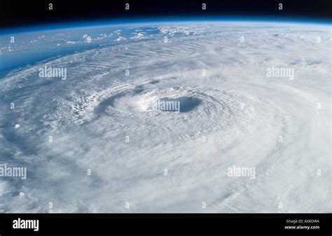 Satellite view of a hurricane in the ocean on Earth Stock Photo ...