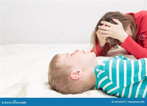 Mother is Tired, Child is Crying Stock Photo - Image of crying, exhausted: 39556472