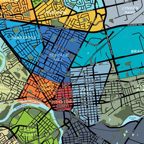 Brantford Neighbourhoods Map Print – Jelly Brothers