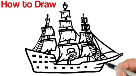 How to Draw Pirate Ship Step by Step