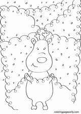 Cute Reindeer With Christmas Lights Coloring Pages  sketch template