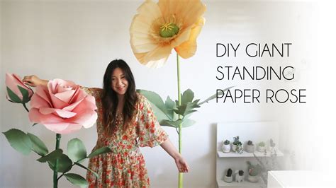 DIY Giant Standing Paper Flower (How to make big paper rose, crafts, backdrop, pvc pipe stand ...