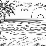 Sunset On The beach coloring Page Download Or Print For Free sketch template