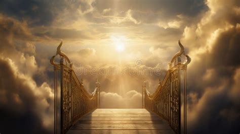 Golden Gates of Heaven with Glowing Light Stock Illustration ...