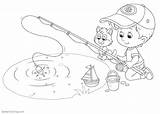 Pond Coloring Pages Fishing  Free Printable sketch template