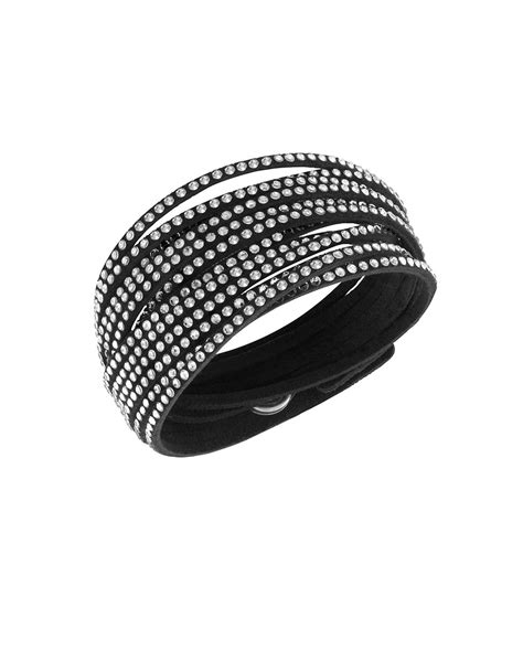 Swarovski Slake Crystal Black Wrap Bracelet in Black | Lyst