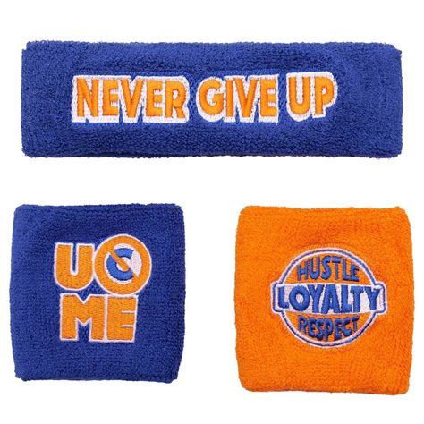 John Cena Blue Orange Never Give Up 20 Years Headband Wristband Set ...