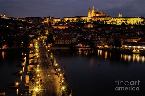 The Charles Bridge at Night Photograph by Michael Bacos - Fine Art America