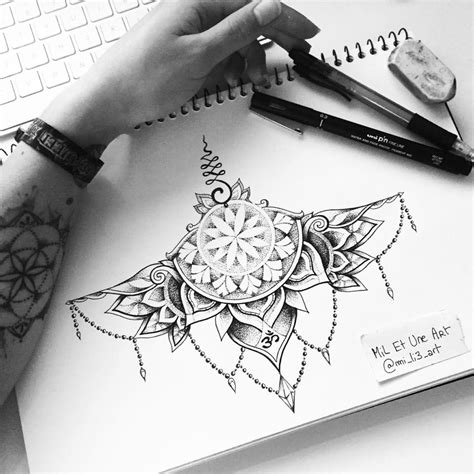 Sternum dotwork tattoo design | Behance