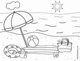 A beach Scene With An Umbrella Life Preserver And Other Items On The Sand sketch template