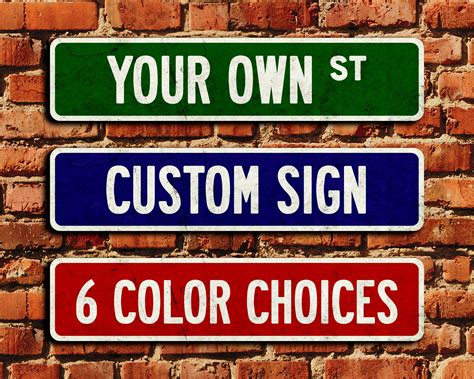 Street Sign Custom Color, Distressed Finish, Personalized Name Plate, 6 Color Choices - Etsy ...