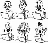 Whiteboard Drawing  Cartoon Doodle Dudes With Laptops Stock Vector sketch template
