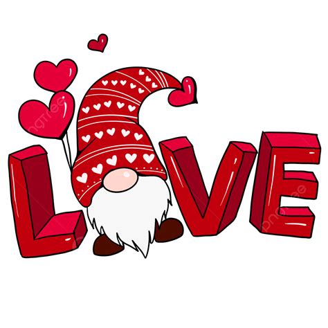 Valentine Gnomes Hd Transparent, Valentines Day Red Gnome Cartoon Illustration, Valentine Gnome ...