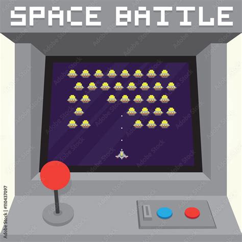 Old school pixel art style ufo arcade machine game cabinet vector Stock Vector | Adobe Stock