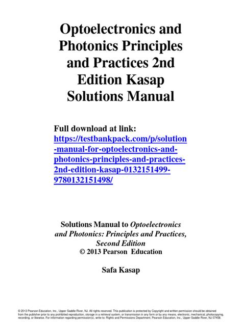 Optoelectronics and Photonics Principles and Practices 2nd Edition ...