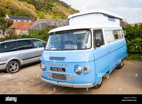 An old vintage Commer camper van in Lulworth on the Dorset coast Stock Photo - Alamy