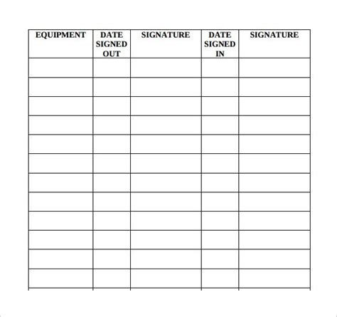 FREE 14+ Sample Equipment Sign Out Sheet Templates in PDF | MS Word ...