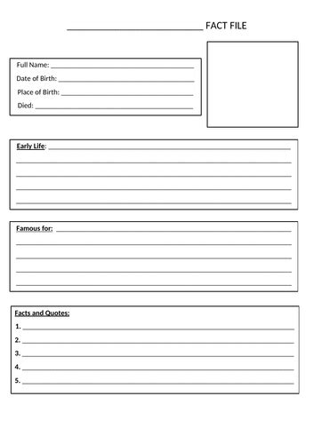 Historical Figure Fact File Template | Teaching Resources