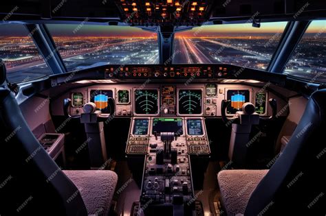 Premium AI Image | Commercial airliner airplane cockpit during takeoff ...