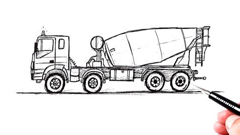 How to draw a Cement Mixer Truck - YouTube