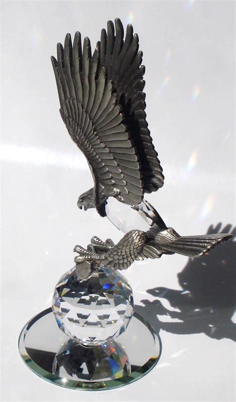 Pewter Eagle Figurine - Crystal Eagle Handcrafted With Swarovski Cryst – Bjcrystals