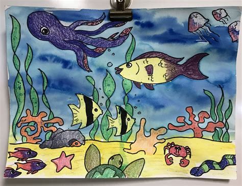 Elements of the Art Room: 1st grade ocean scenes