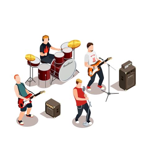 Free Vector | Rock Band Isometric Composition