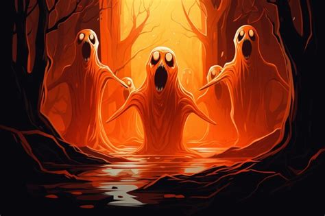 Premium AI Image | Scary ghost halloween poster background