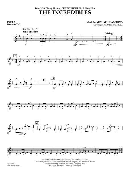 The Incredibles - Pt.5 - Baritone T.C. by Paul Murtha Sheet Music for Concert Band: Flex-Band at ...