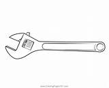 Adjustable Steel Wrench Coloring Page For Kids  Free Hardware Tools sketch template