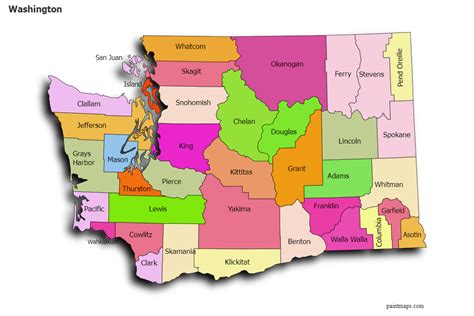 Create Custom Washington Map Chart with Online, Free Map Maker.