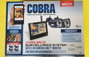 Cobra 4 Channel Wireless Surveillance System 2 Cameras Security Monitor ...