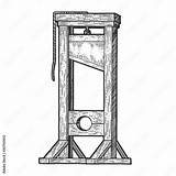 Guillotine Medieval Execution Sketch Engraving Vector Illustration T  sketch template