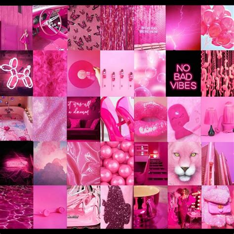 Pink Photo Wall Collage Kit Hot Pink Aesthetic Bright Neon - Etsy | Pink photo, Photo wall ...