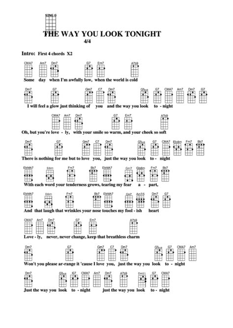 Chord Chart - The Way You Look Tonight printable pdf download