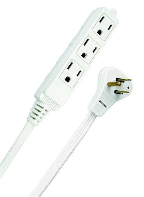 Slimline 2232 White Angled Flat Plug Extension Cord, Space Saving Flat Design, 3 Grounded ...