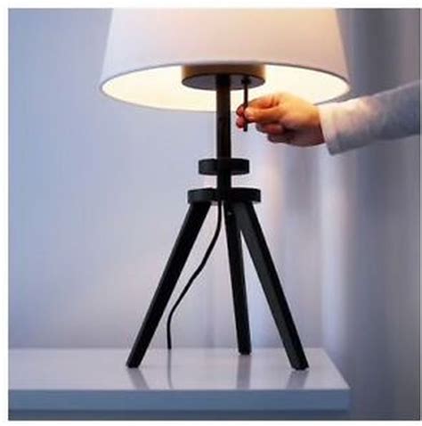 IKEA Lauters Table LAMP BASE Wood MODERN Brown Black Tripod