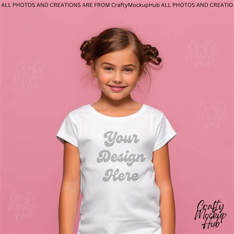 Bella Canvas 3001Y 3001T Mockup of 4 Photos White Tshirt Mockup Girl Kids Female Models Mockup ...