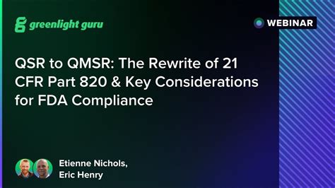 QSR to QMSR: The Rewrite of 21 CFR Part 820 & Key Considerations for FDA Compliance - YouTube