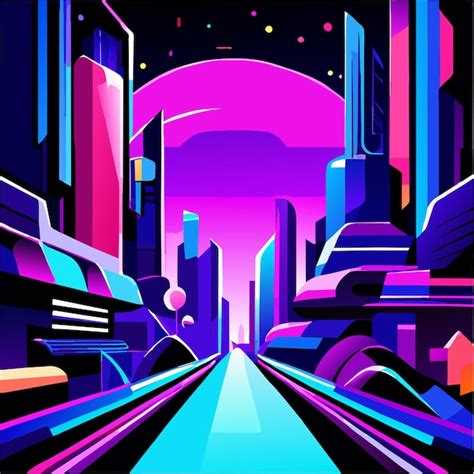 Premium Vector | Flat futuristic night city background