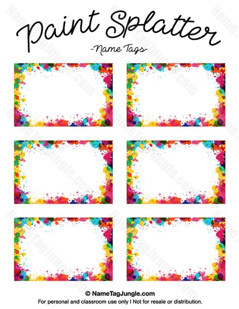 Printable Paint Splatter Name Tags