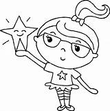 Clip Art Girl Coloring Page sketch template