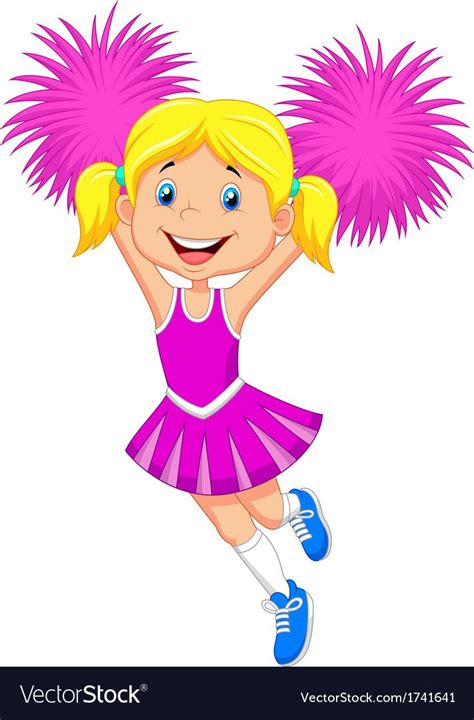 Vector illustration of Cheerleader cartoon with Pom Poms. Download a ...