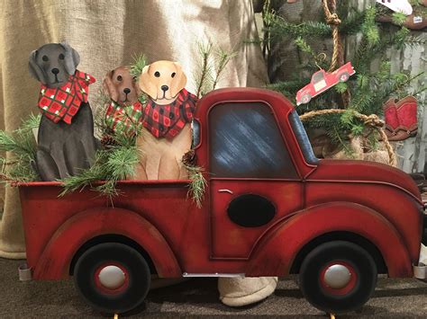 Vintage Red Truck Decor - 36" | Country Metal Decorations - TheHolidayBarn.com