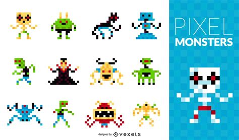 Pixel Monsters Set Vector Download