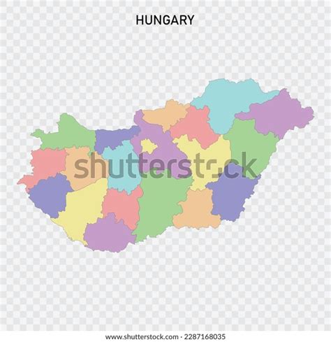 Isolated Colored Map Hungary Borders Regions Stock Vector (Royalty Free ...