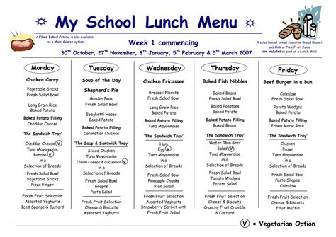 School Lunch Menu | Template Business