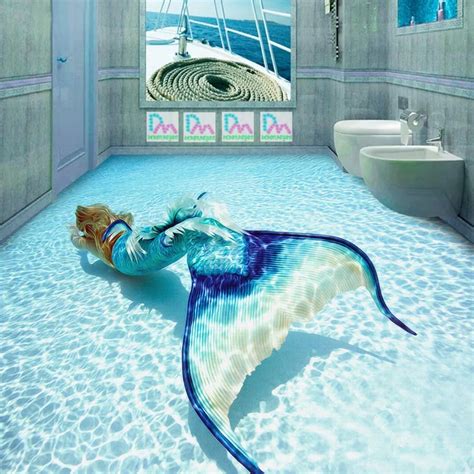 3D Mermaid Wallpaper Ocean Photo Wallpaper Custom Wall Mural Kid ...