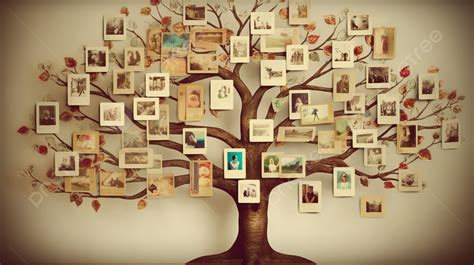 Family Tree Made With Many Pictures On It Background, Tree Of Pictures ...